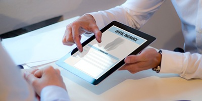 Dental insurance forms on tablet computer