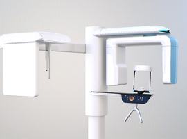 CBCT machine for use in dentistry against gray background
