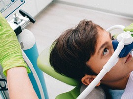 Little boy about to receive nitrous oxide sedation