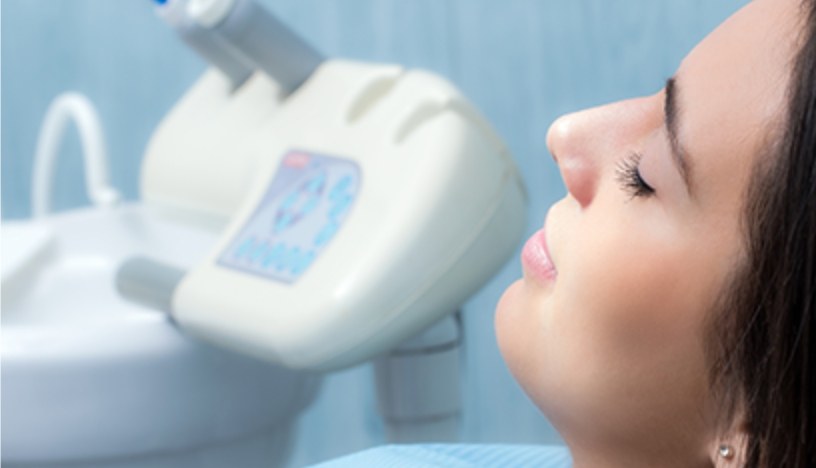 Relaxed woman in dental office