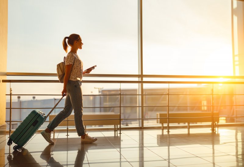 someone standing in an airport